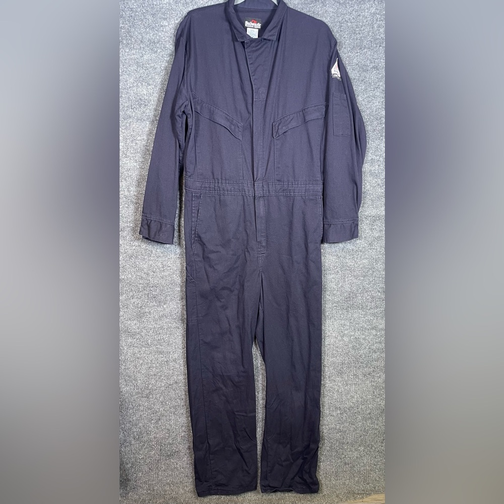 Bulwark FR Mens 38 Reg Navy Blue Ultrasoft Flame Resistant Jumpsuit‎ Workwear